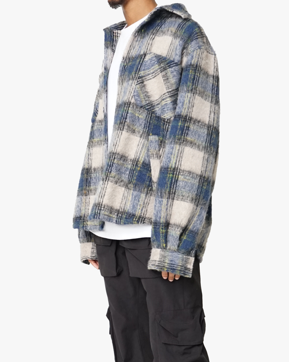 Side Slit Flannel (Blue/White)