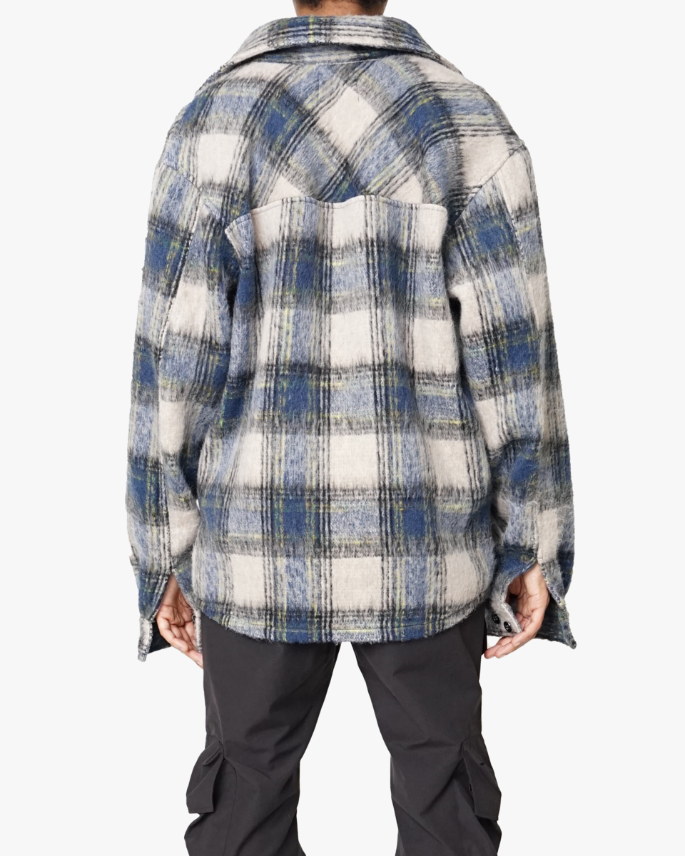 Side Slit Flannel (Blue/White)