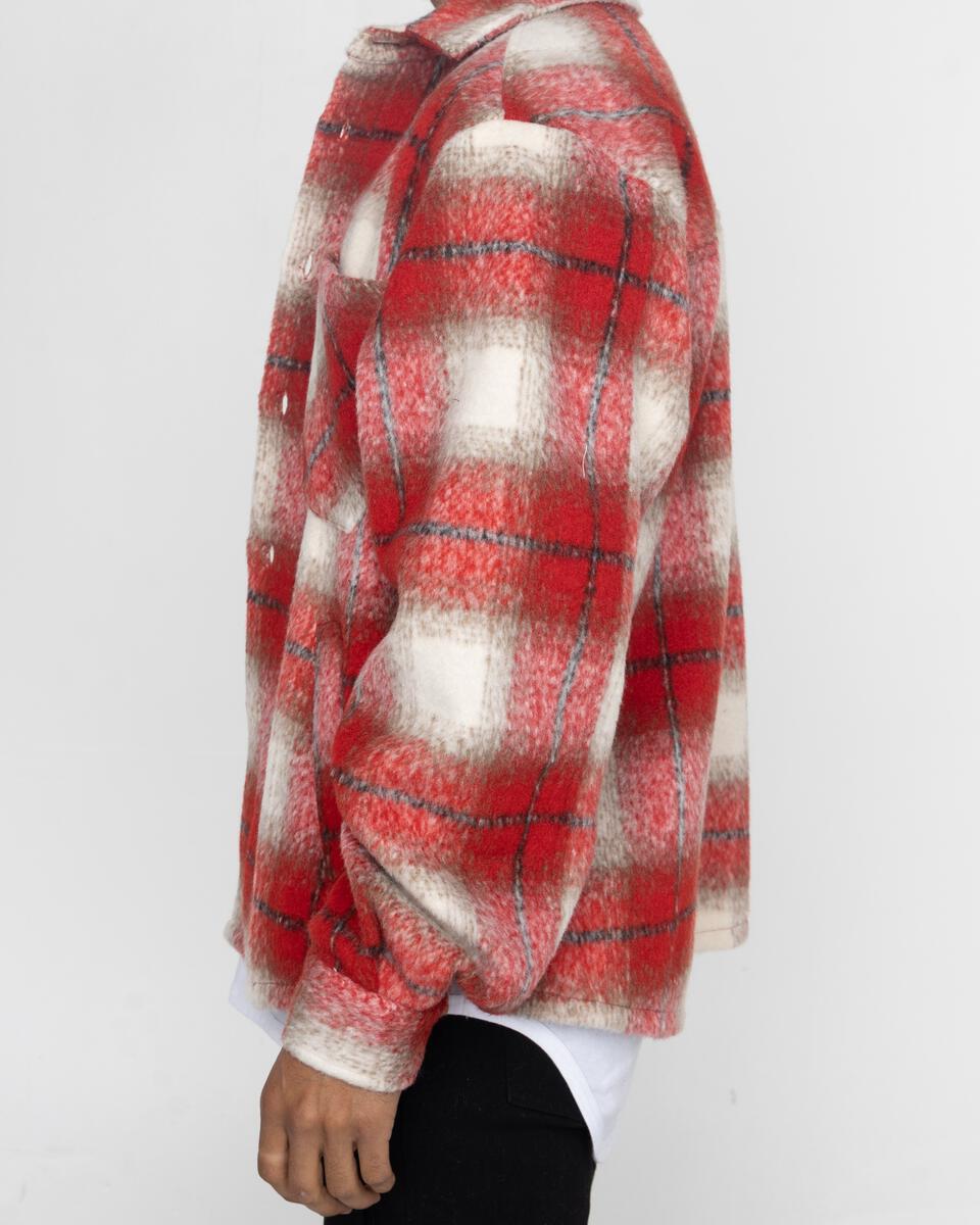 Slit Flannel Shirt (Red)