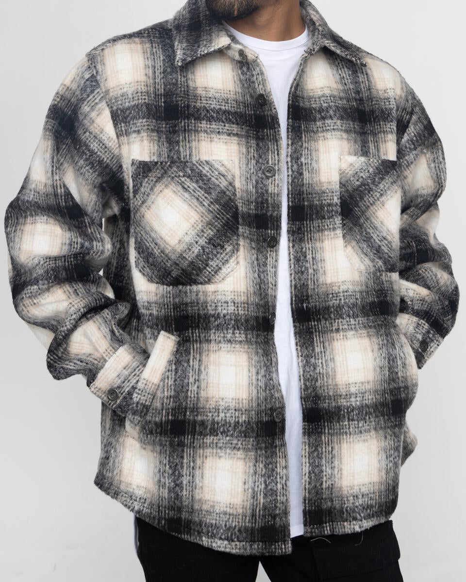 Slit Flannel Shirt (B&W)