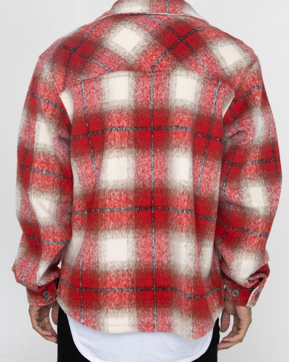 Slit Flannel Shirt (Red)