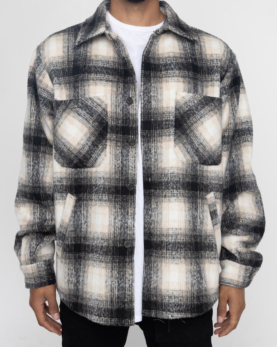 Slit Flannel Shirt (B&W)