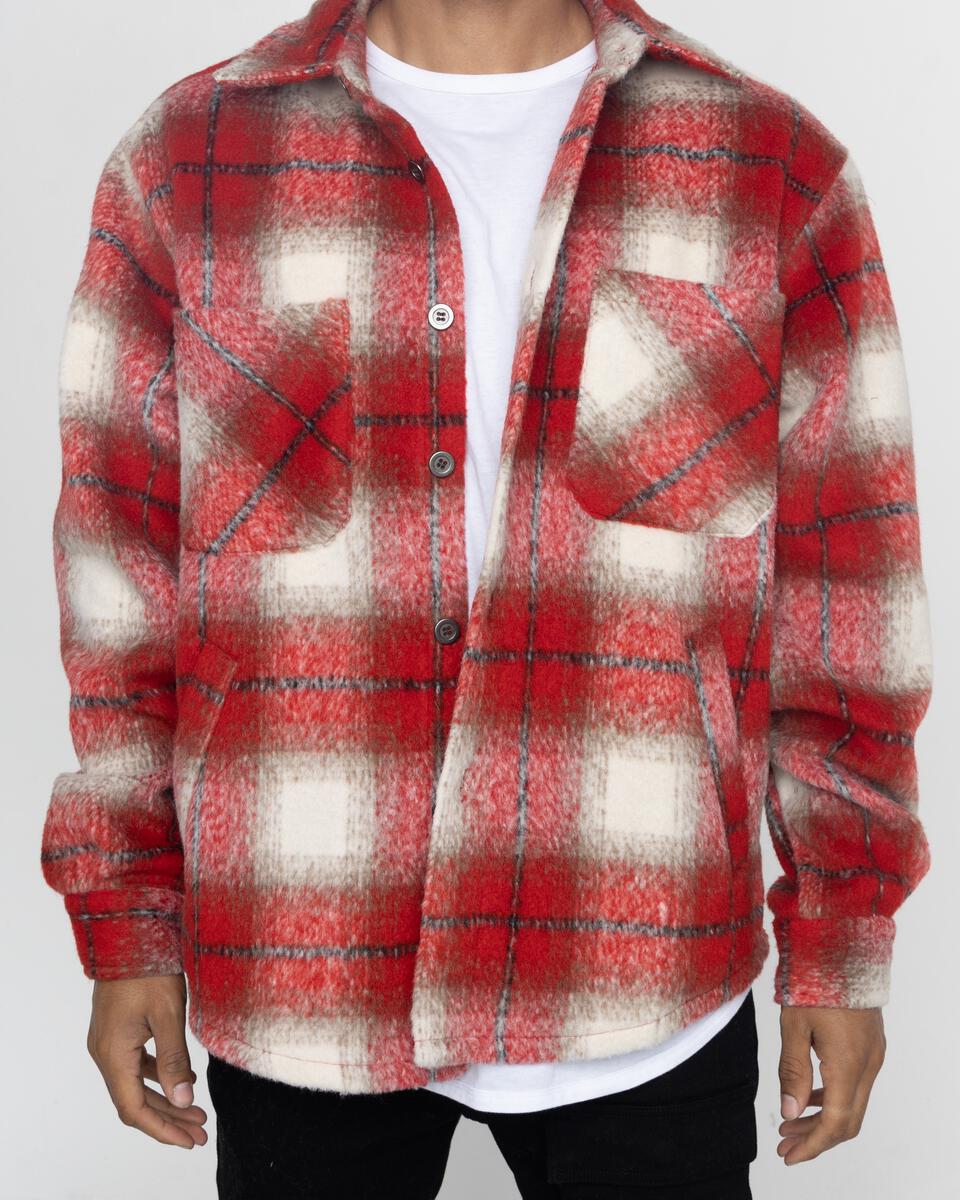 Slit Flannel Shirt (Red)