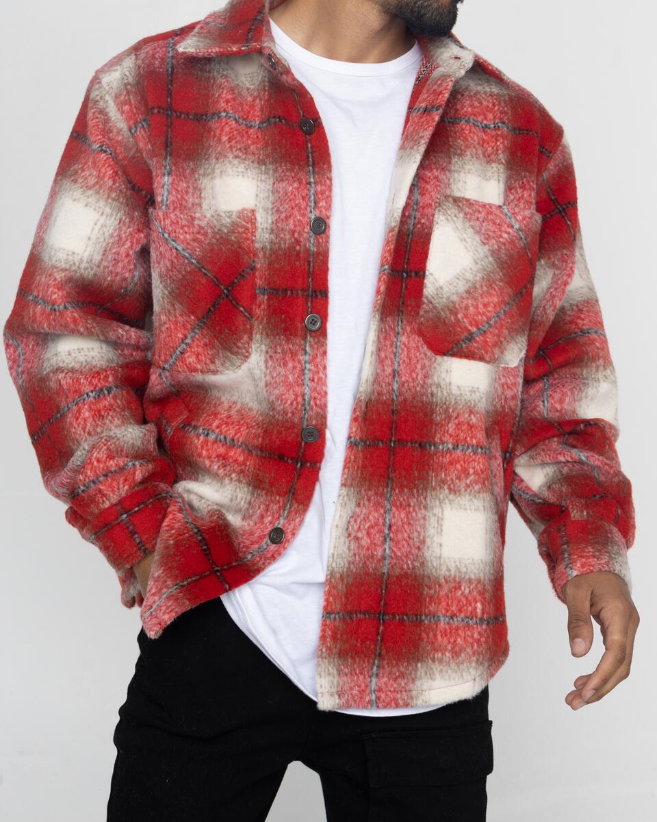 Slit Flannel Shirt (Red)