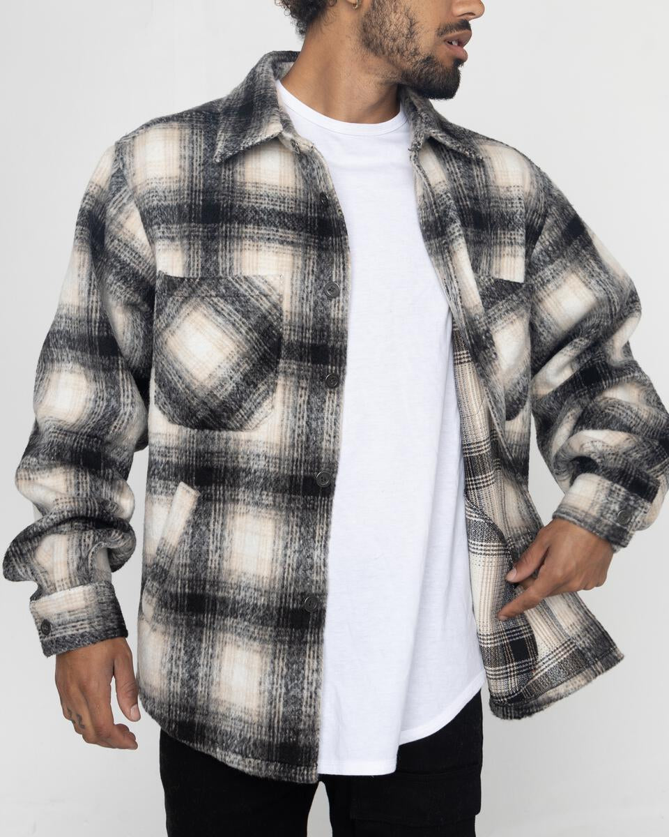 Slit Flannel Shirt (B&W)