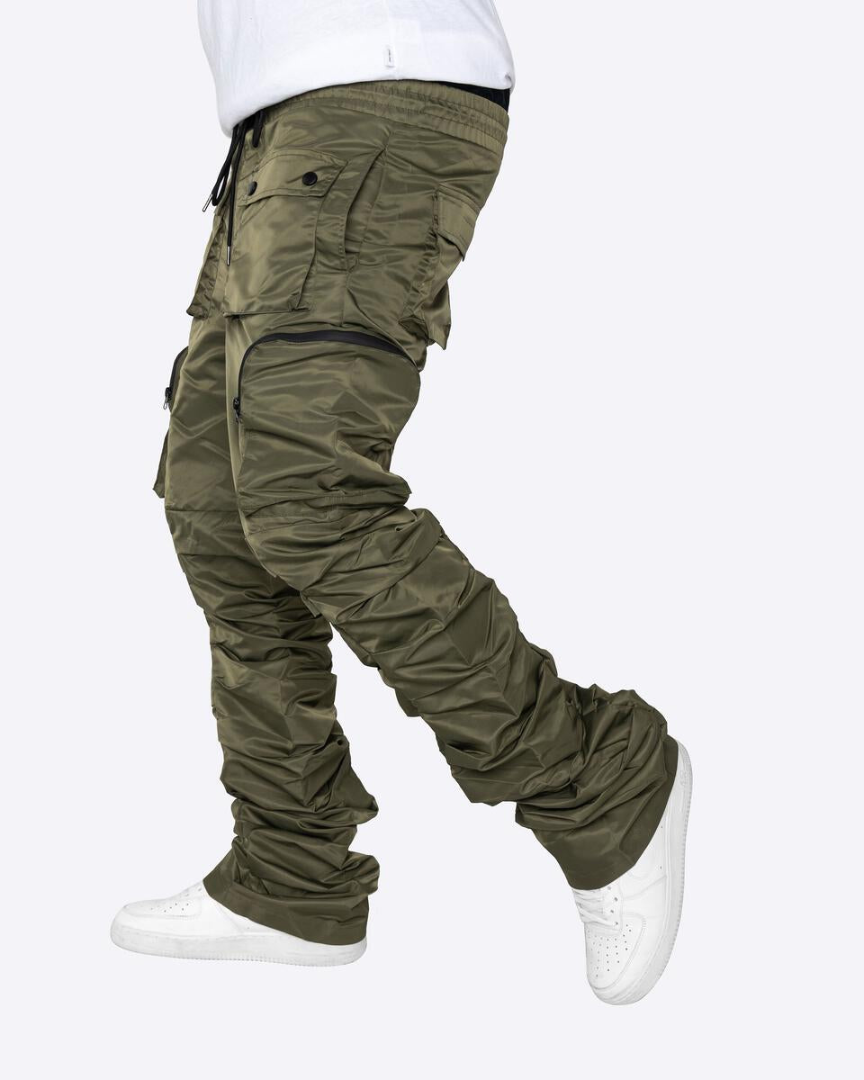 Olive green hot sale stacked pants